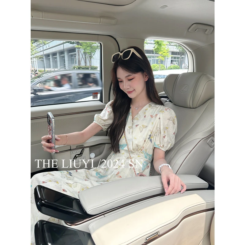 【LIUYI】蝴蝶兰~夏季显瘦v领连衣裙46073