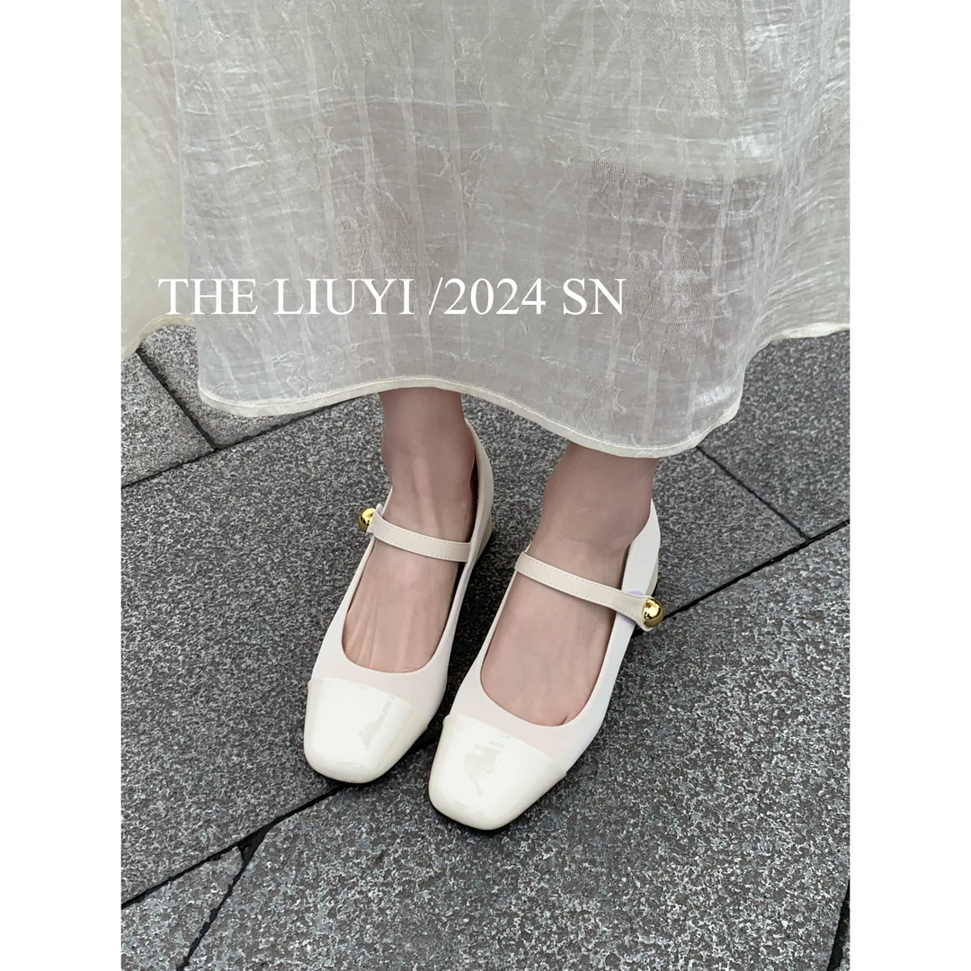 【LIUYI】法式粗跟方头小皮鞋6045