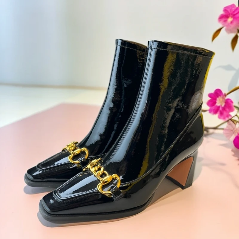 【ALHAS女鞋】气质时尚百搭粗跟高跟方头漆皮【0505-102】