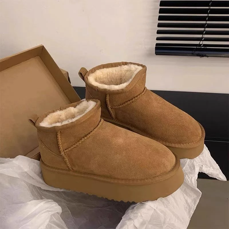 回力潮品厚底雪地靴女款冬季皮毛一体加绒加厚保暖东北棉鞋2023新
