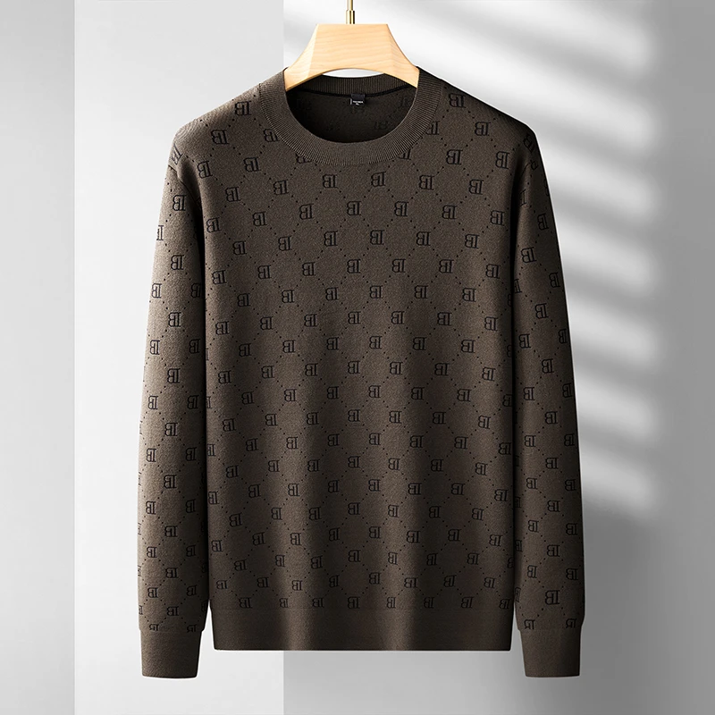 绢丝绒打底大码男装冬季长袖针织毛衫加肥胖子宽松休闲内搭毛衣