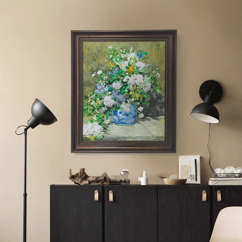 美式玄关油画植物花卉挂画春之花束客厅卧室古典复古方形装饰画