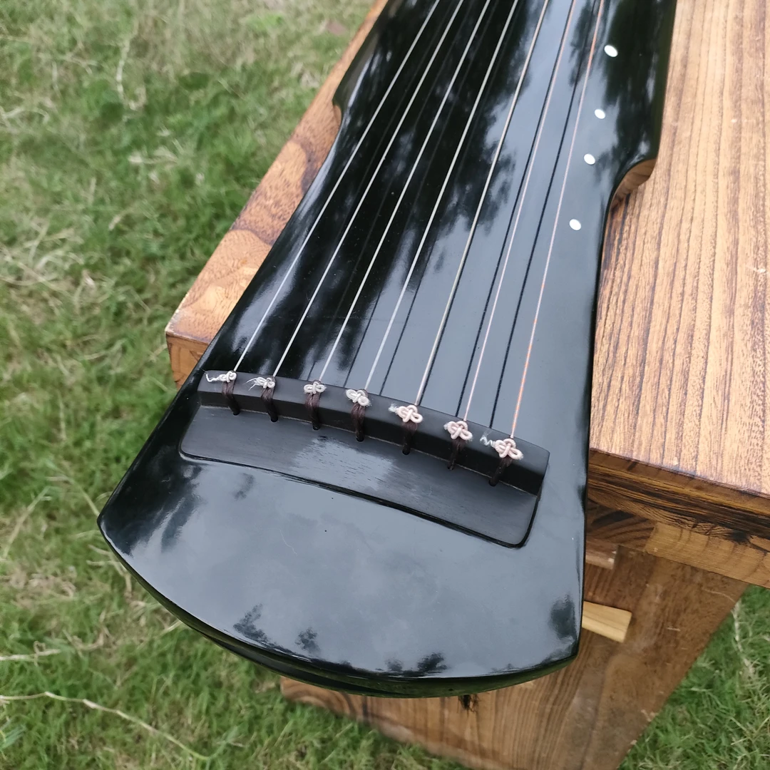 伏羲式混沌式全生漆鹿角霜灰苔演奏级全黑色七弦琴古琴