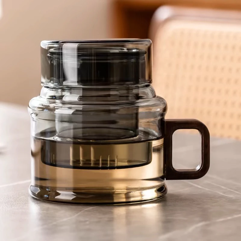 复古高硼硅玻璃玻璃茶壶大容量耐热泡茶水壶精致款烟灰色墩墩壶