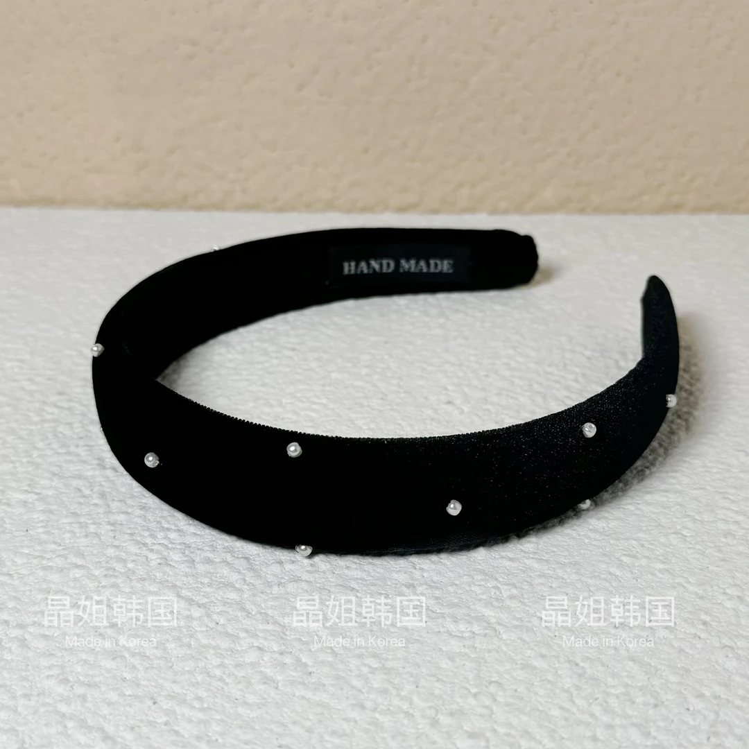 东大门 秋冬气质百搭黑色珠珠布艺发箍 2478