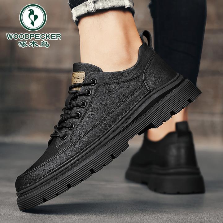 啄木鸟官方正品男鞋夏季百搭黑色防水潮流工作男士防滑休闲男上班