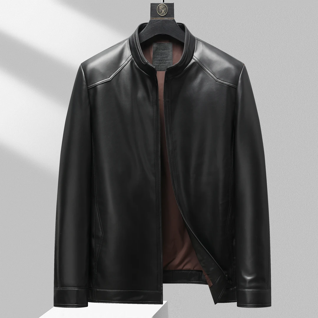 combo/康博专柜精选100%绵羊皮大码男士短款立领轻奢真皮皮衣外套
