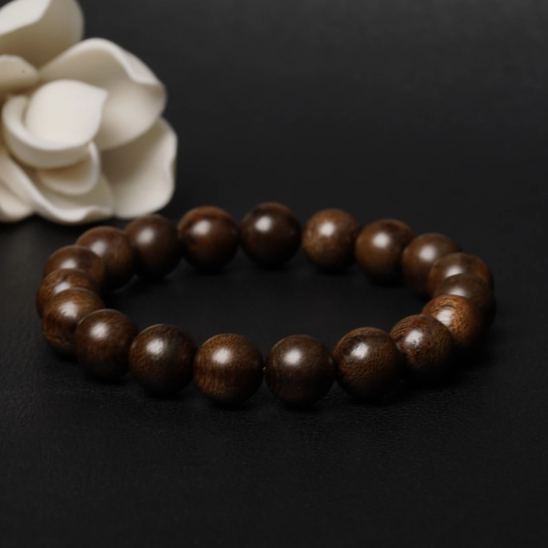 【梧】Z028沉香莺歌绿奇楠1.2单圈圆珠手串