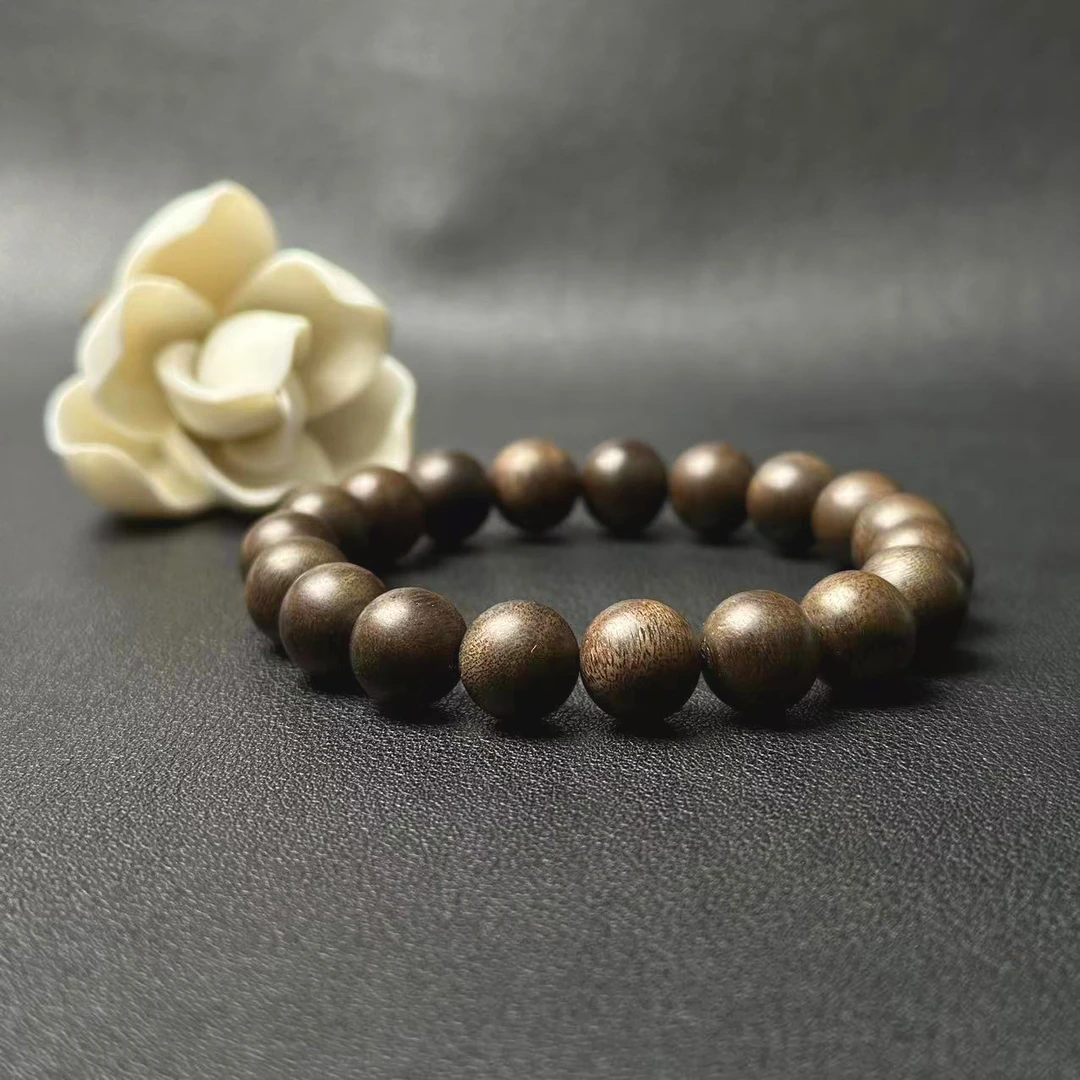 【本草】X006沉香芽庄绿奇楠1.0单圈圆珠手串-