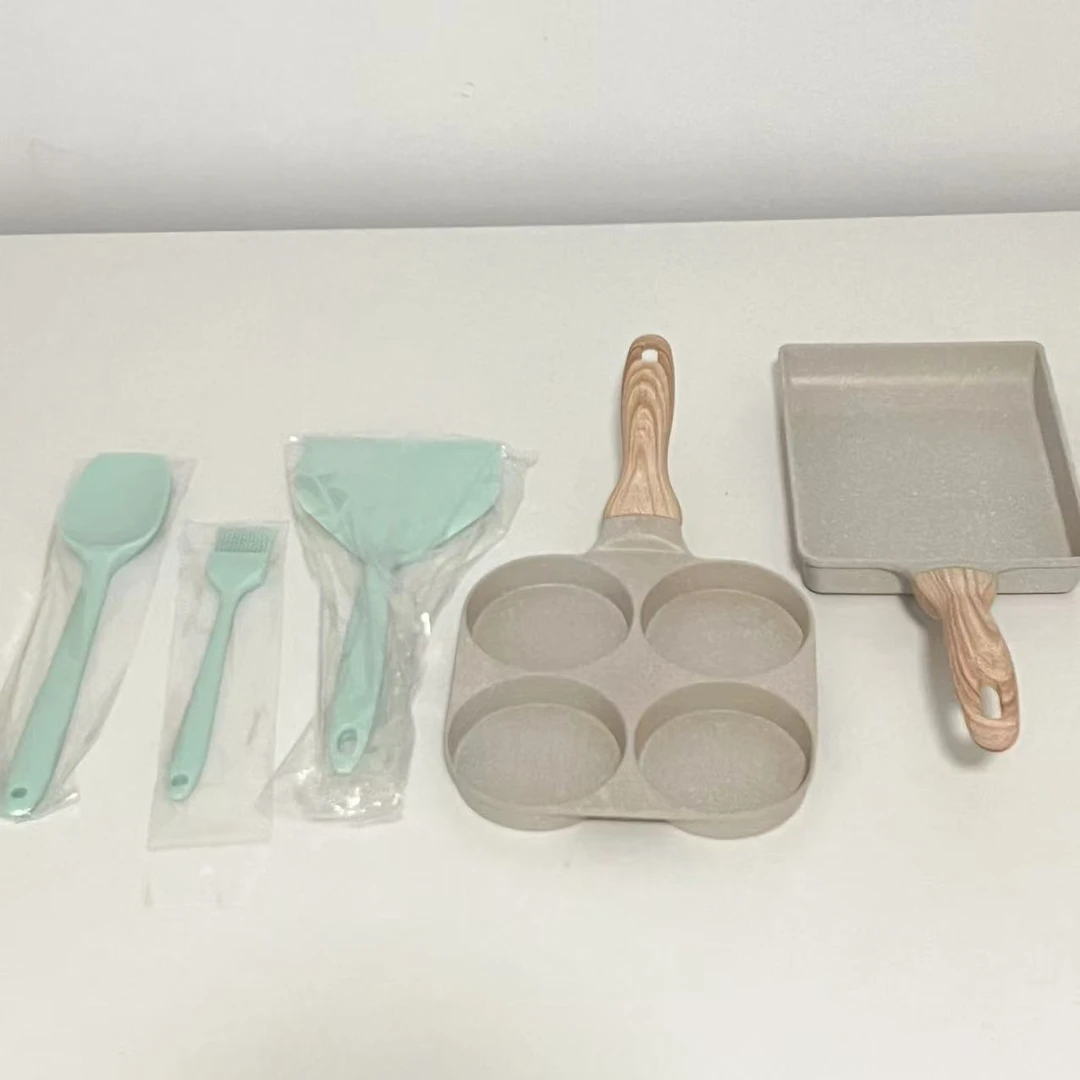 G108家用厨房早餐煎锅玉子烧四孔煎蛋锅锅具套装【无运费险】