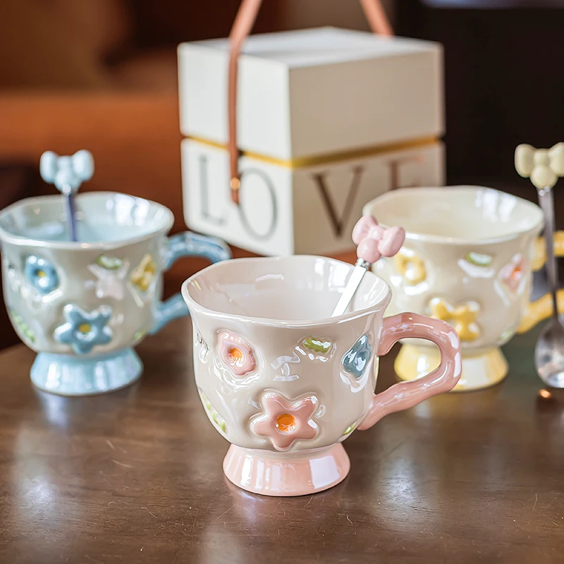 高颜值女生日礼物陶瓷马克杯闺蜜伴手礼家用早餐咖啡杯子2024新款