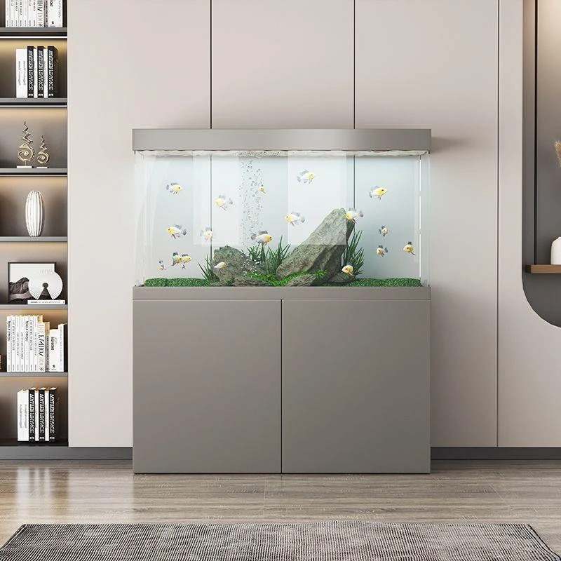 水族底滤方形节能鱼缸水族箱胡桃木色客厅金鱼缸干湿分离免换水