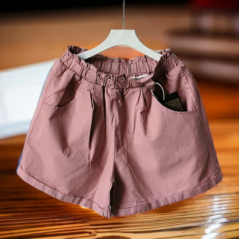 夏季休闲纯棉短裤显瘦百搭万能松紧腰设计