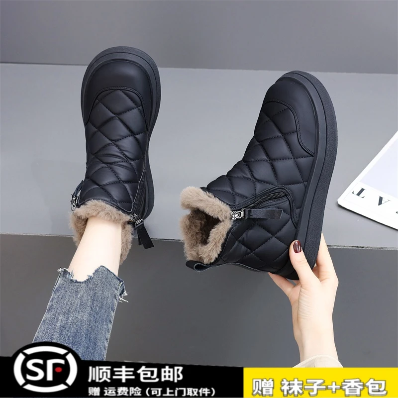 大东姚雪地靴女秋冬季新加绒加厚保暖厚底短靴短筒雪地靴百搭时尚