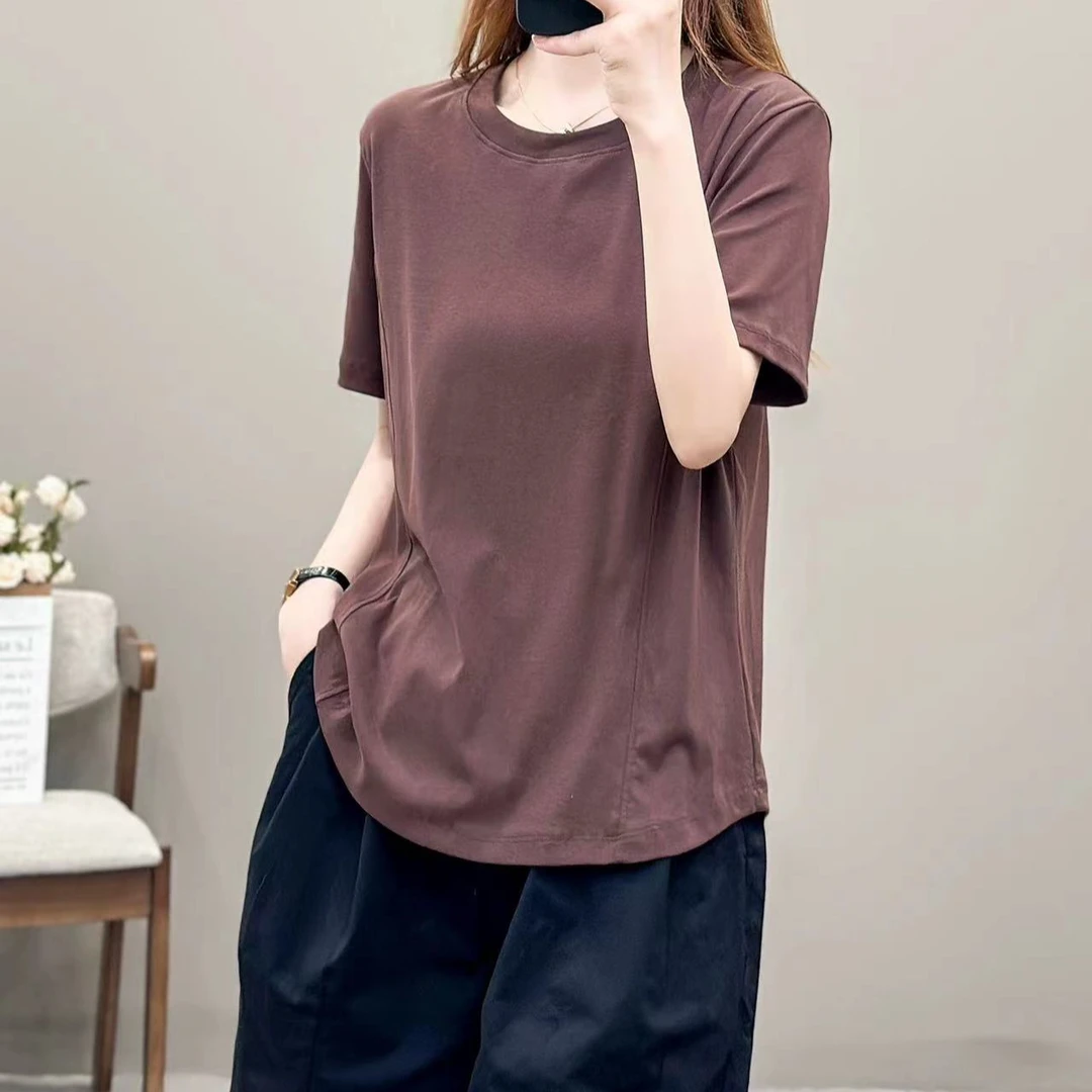 【150斤内专属】精梳棉圆领/鸡心领/鹅蛋领均码宽松上衣T恤