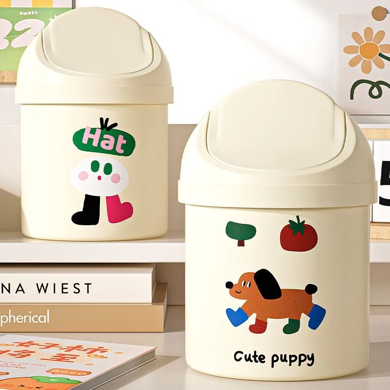 可爱翻盖桌面垃圾桶家用客厅卧室办公室带盖宿舍卡通翻盖垃圾桶
