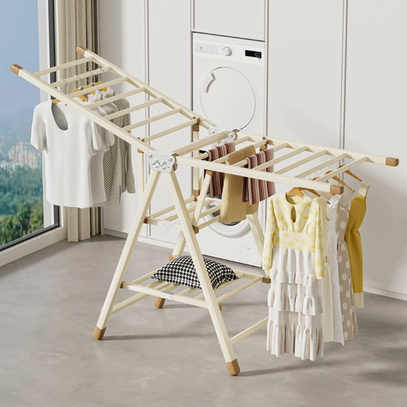 俏洁家用简易晾衣架立式简约置物晾衣服挂衣架多功能可升降衣服架