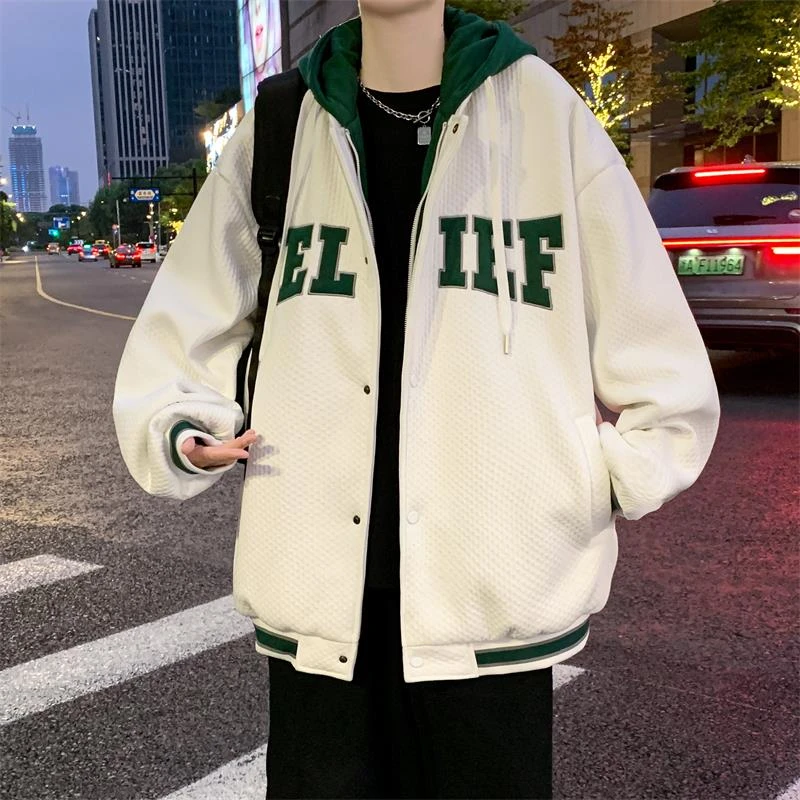 《秋季爆款》迈特优假两件美式连帽棒球服男夹克潮流情侣外套2225