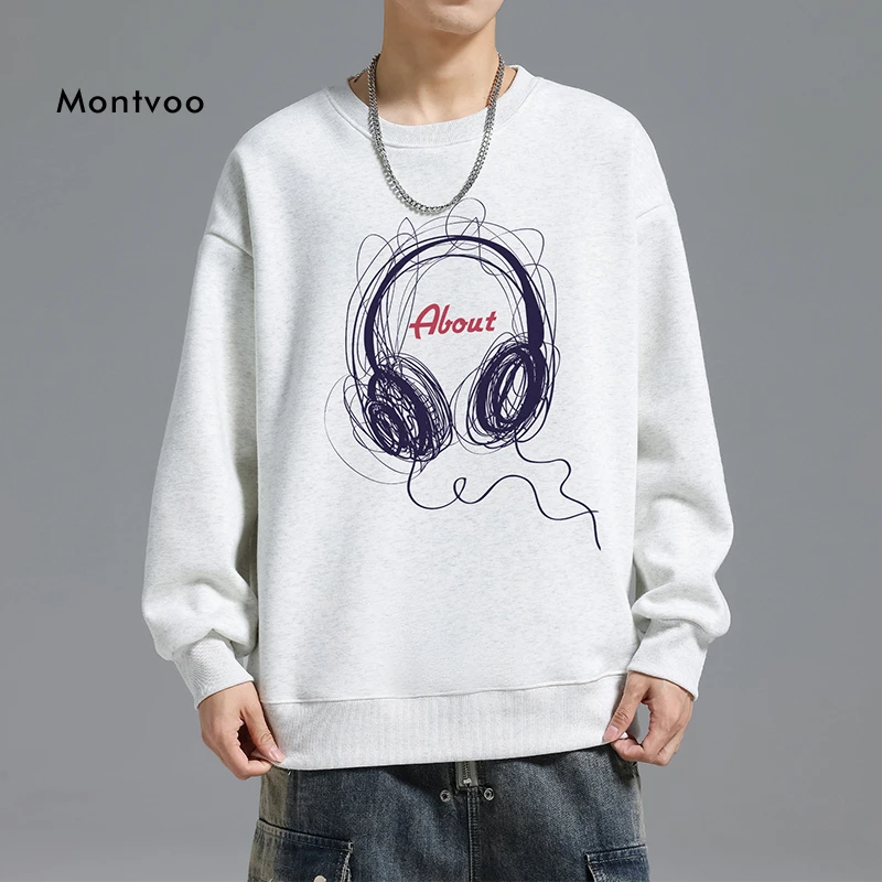 迈特优圆领百搭卫衣春秋爆款青少年2024新款男时尚印花白色22001