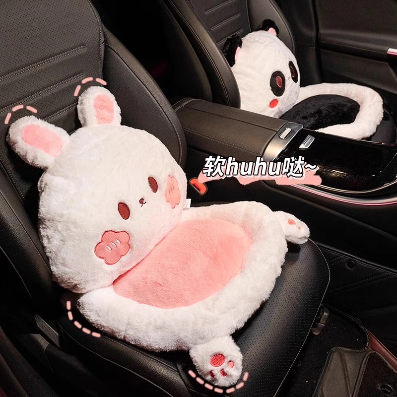坐垫柔软毛绒耐磨固定汽车座垫舒适卡通精致坐垫耐用不掉加厚组合