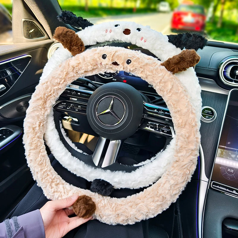 2024新款毛绒方向盘套冬季高级感女冬天保暖把套汽车方向盘保护套