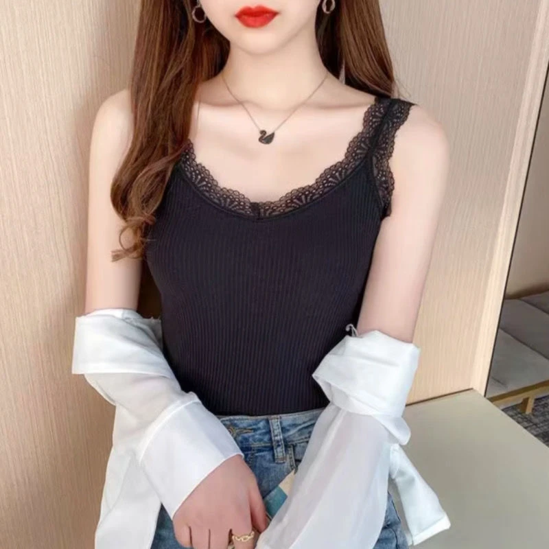 莫代尔棉/夏季蕾丝吊带背心女大码200斤打底衫修身外穿内搭上衣