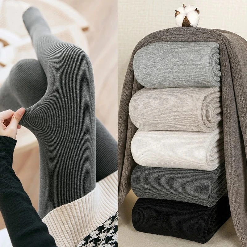 螺纹打底裤女加厚加绒显瘦外穿秋裤2024新款保暖秋冬季灰色连裤袜