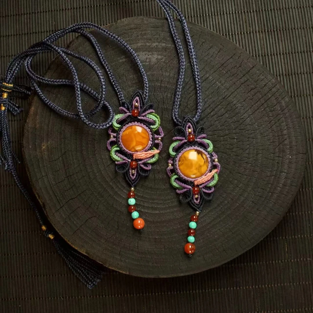 【壹芳珠宝】天然原矿蜜蜡国风编绳吊坠（多样性发货一件）