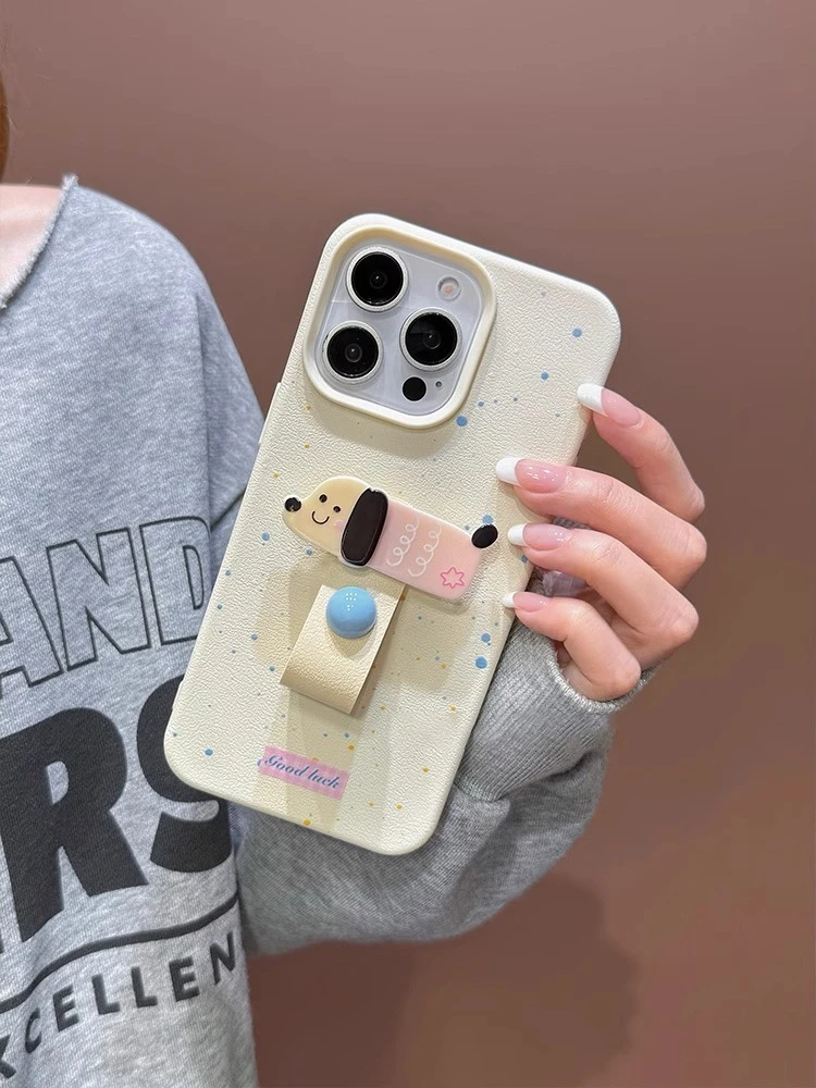 创意泼墨动物指扣适用iPhone15苹果13硅胶手机壳14promax全包少女