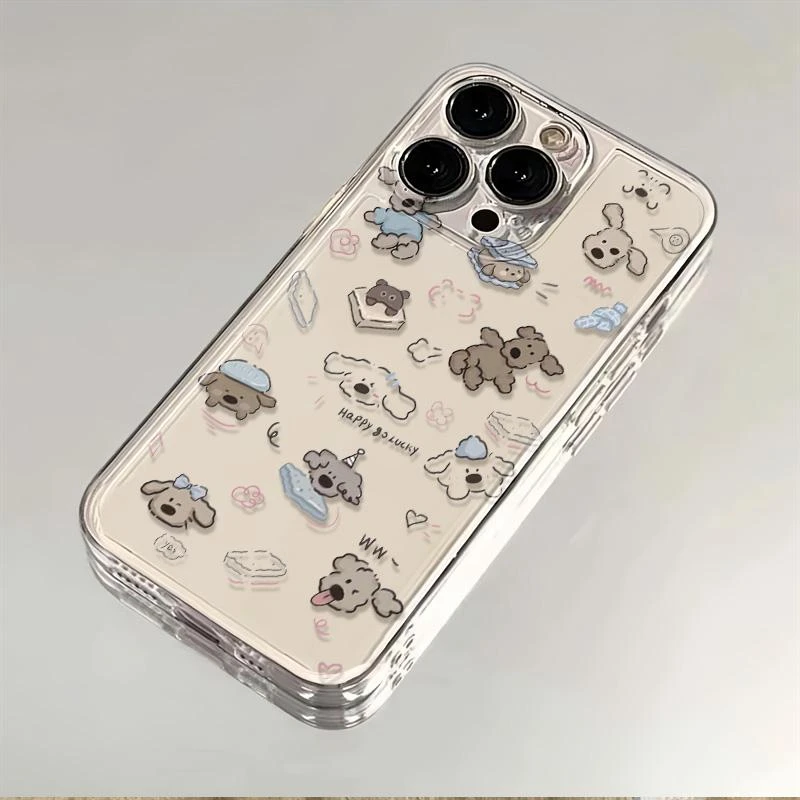 卡通玩耍小狗iPhone14苹果15手机壳13promax透明11简约12创意7/8p
