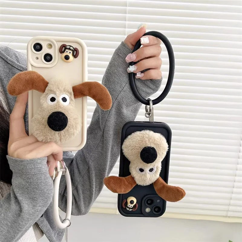 立体毛绒掌门狗适用iphone14苹果13手机壳15promax高级12全包可爱