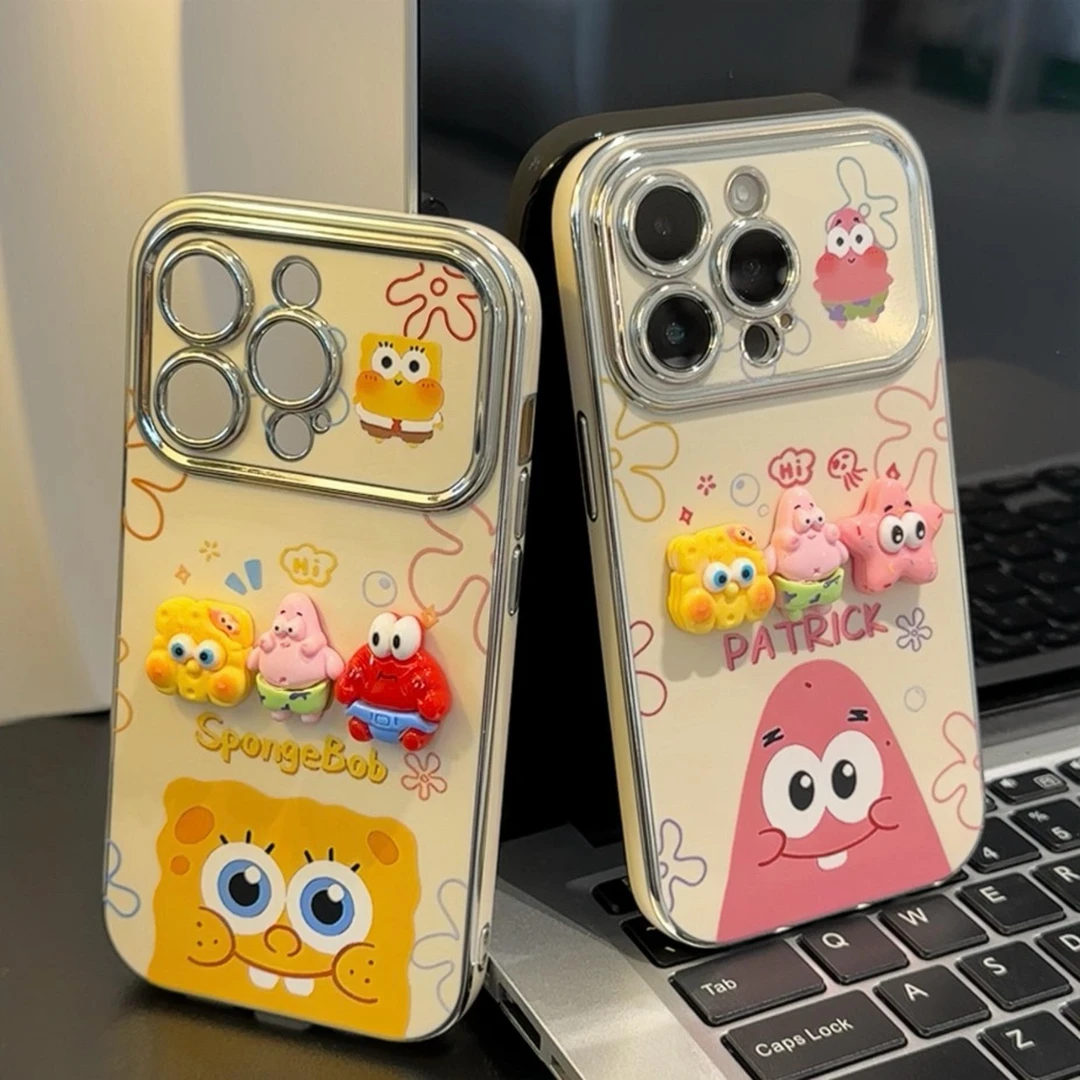 立体海绵宝宝派大星适用iPhone15苹果14创意手机壳13promax卡通12