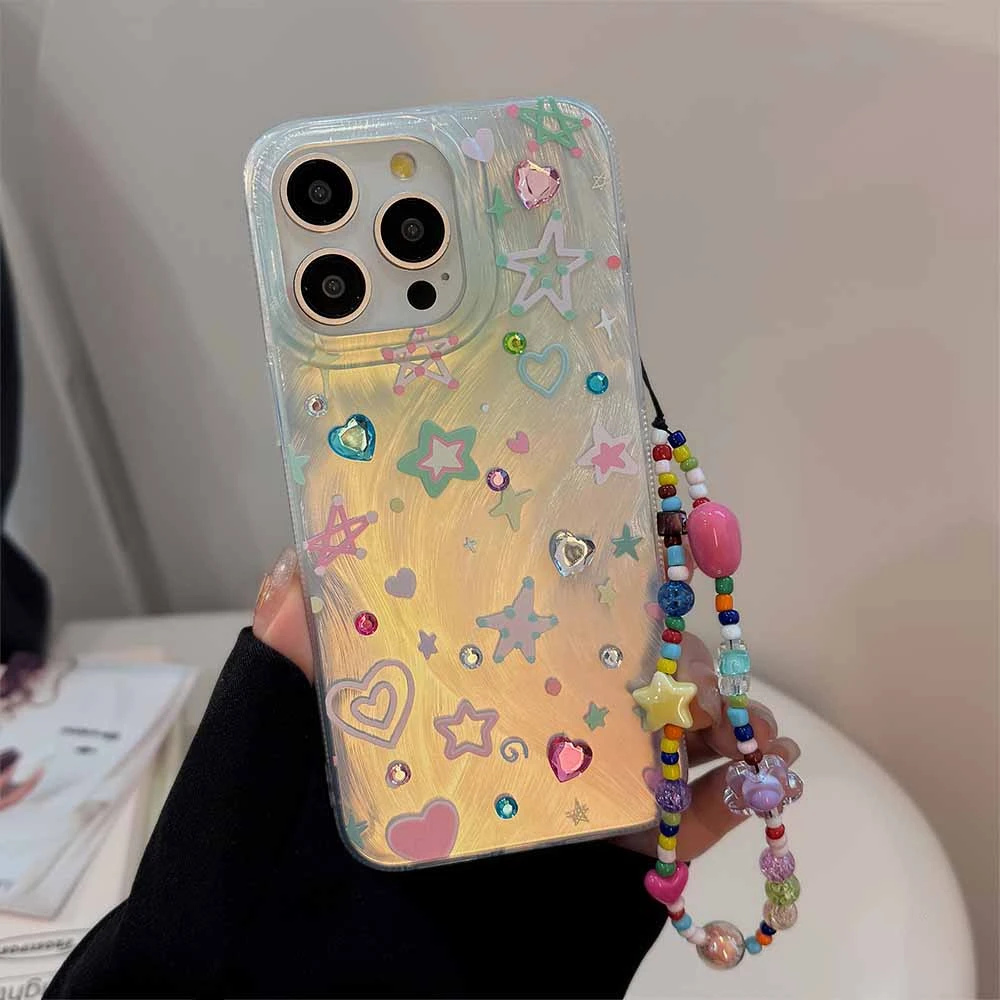 彩色星星适用iPhone13苹果14promax手机壳小众15创意12可爱全包11