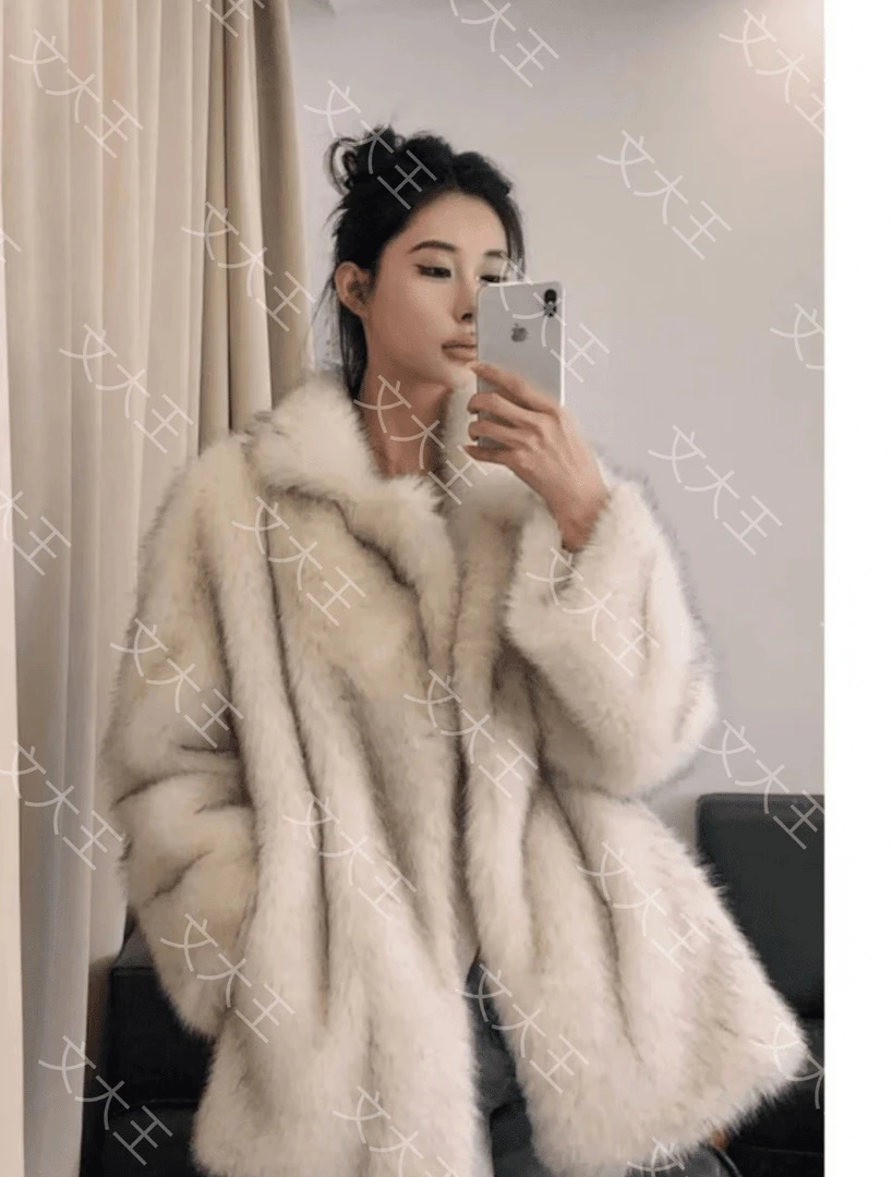WEN·银渐层环保毛文文私定皮毛一体托卡一毛双色贵妇战袍毛毛外套