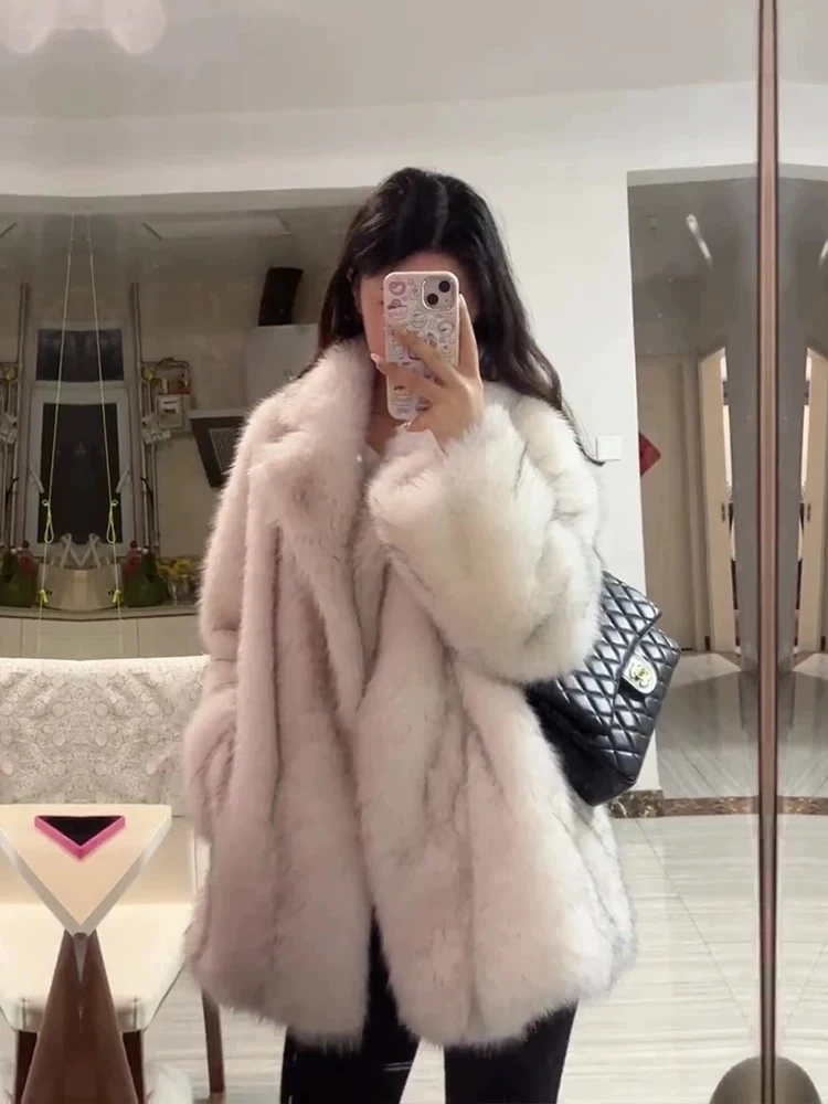 【银渐层】托斯卡纳仿狐狸毛皮毛一体外套女中长款洋气环保毛毛大衣