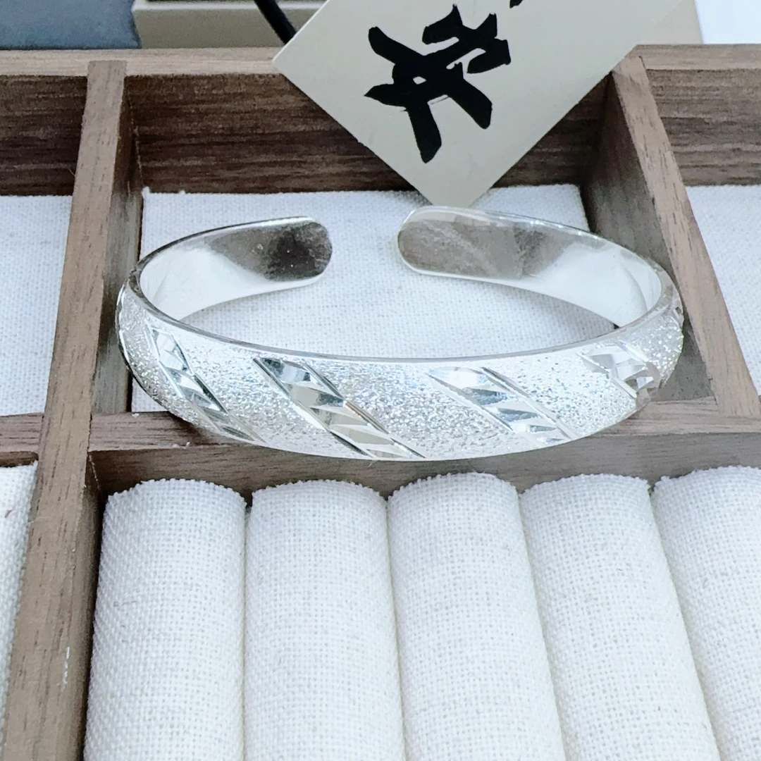 足银银制品 流星雨开口镯百搭时尚气质女