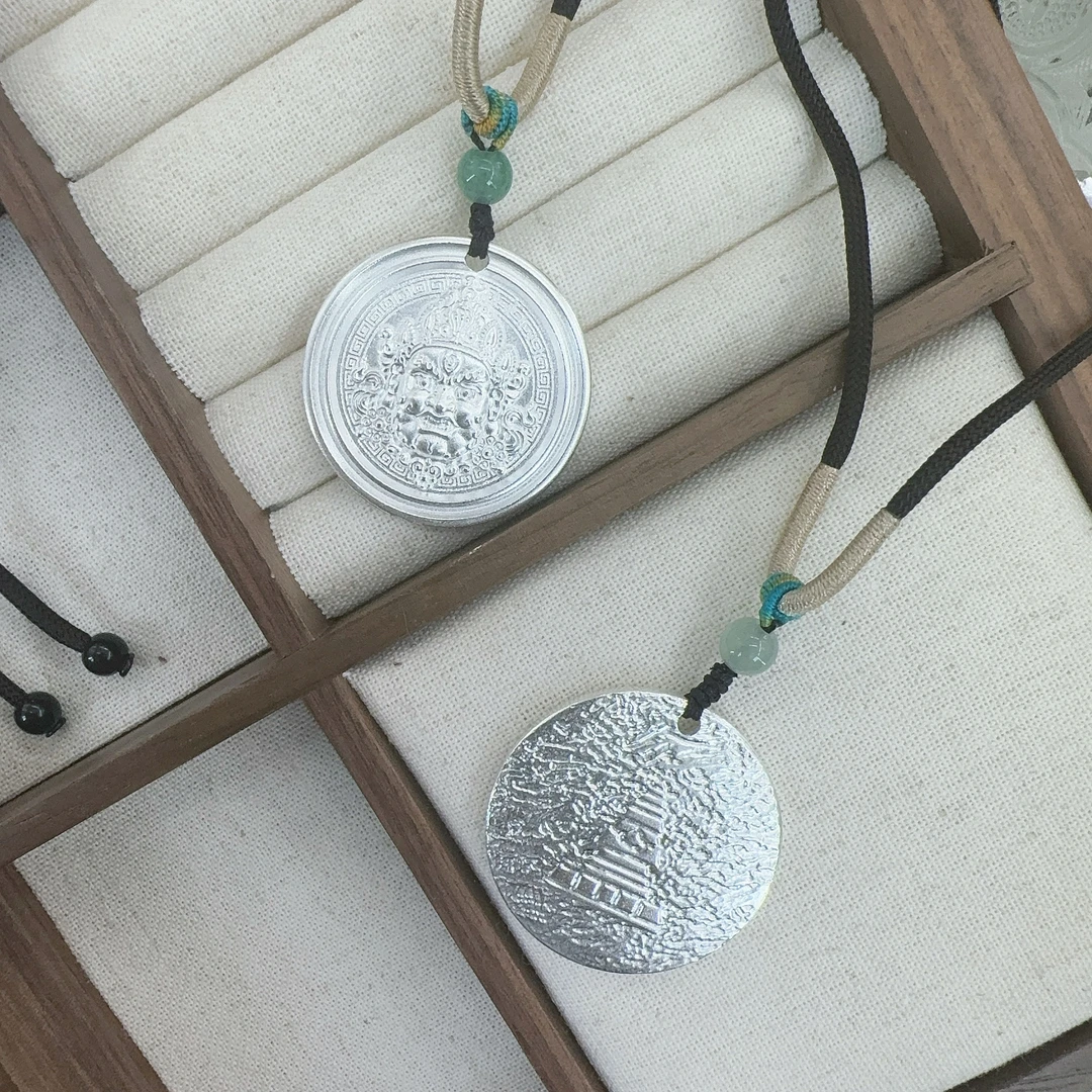 足银银制品 圆牌财神坠链项链百搭时尚气质女