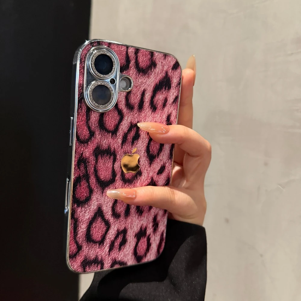 新款高级豹纹适用苹果16promax手机壳小众iPhone15创意14简约13女