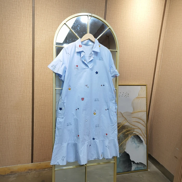 BE619蓝色孕妇连衣裙100-130  小脏