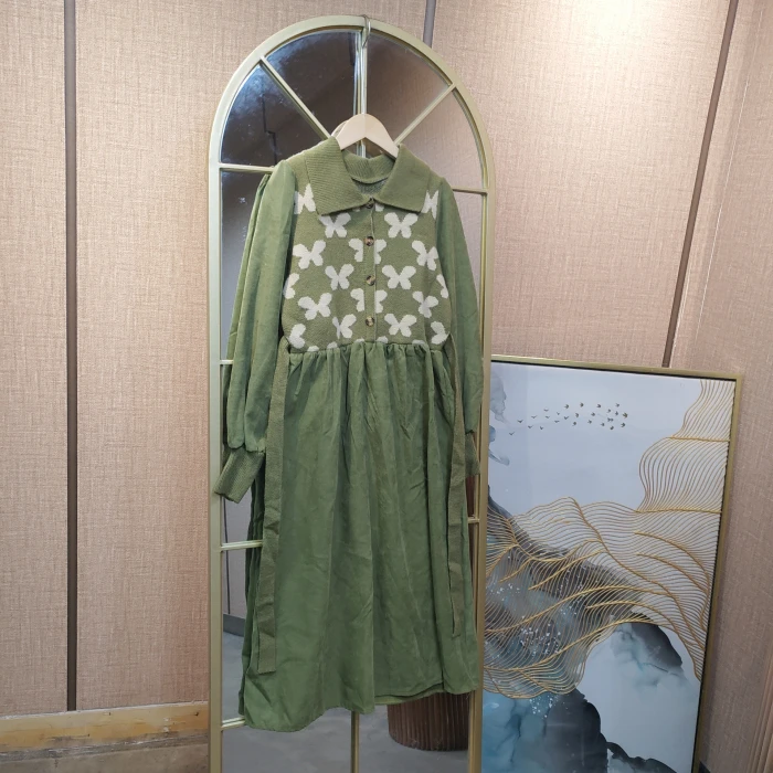 BF919孕妇绿色连衣裙90-130