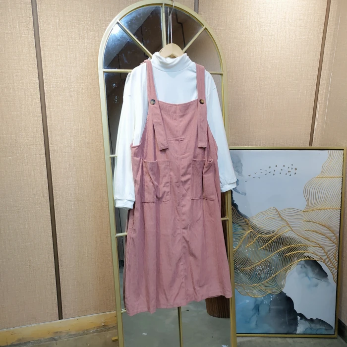 CH70孕妇粉色背带裙两件套XXL110-140