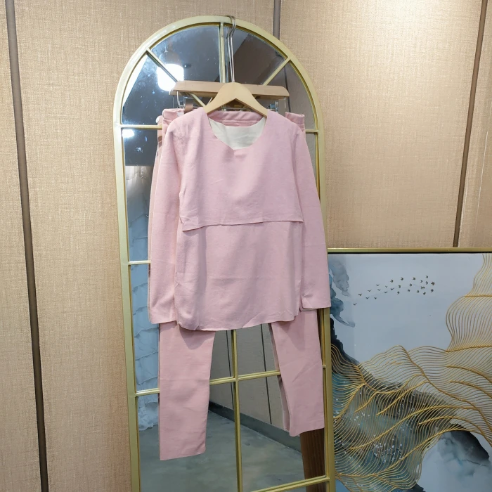 EY85孕妇粉色秋衣套装L90-130XL150