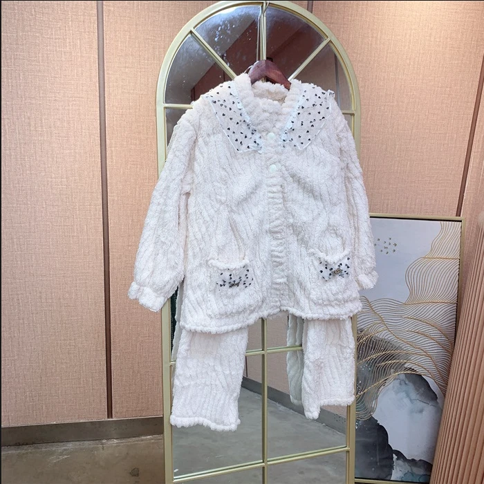 F435杏色珊瑚绒孕妇哺乳两件套  L100-130XL140XXL150