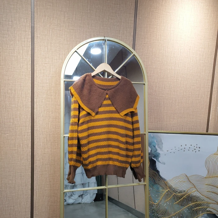 AD548孕妇黄色条纹毛衣90-140