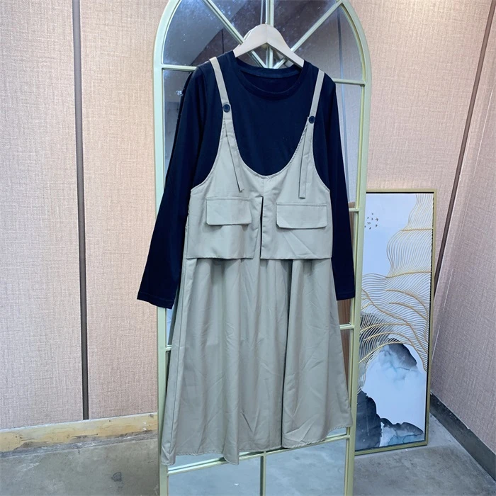 AA372杏色孕妇裙  100-130