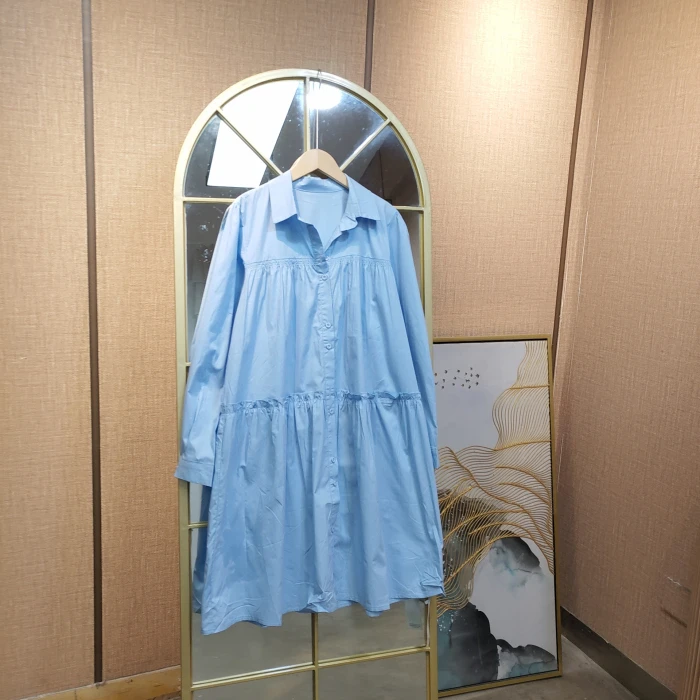 CJ87孕妇蓝色连衣裙M100-130L140XL150