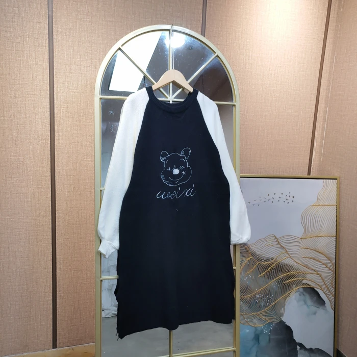 AC795孕妇黑色毛衣裙90-140