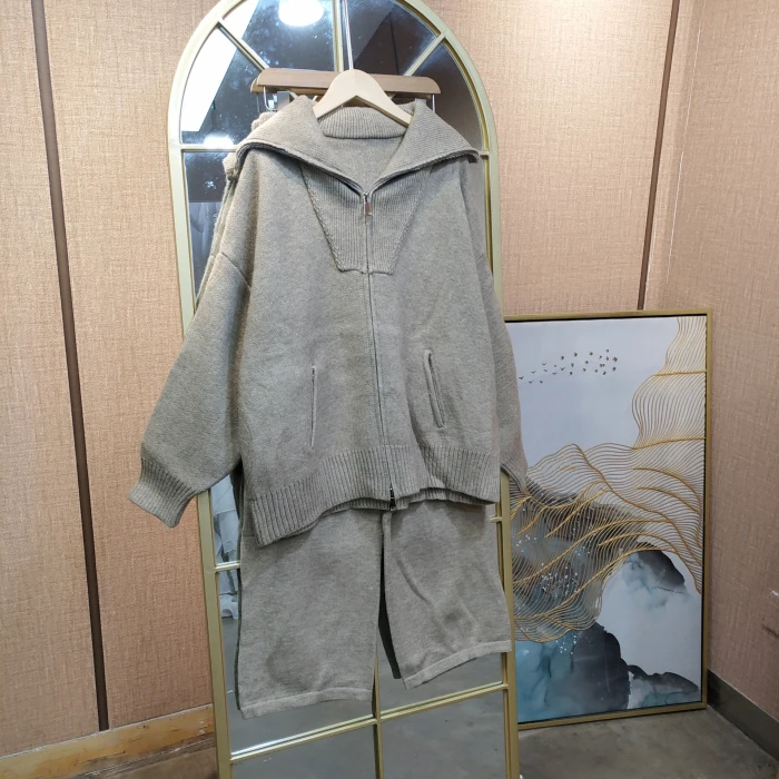 AH63孕妇棕色毛衣套装100-140