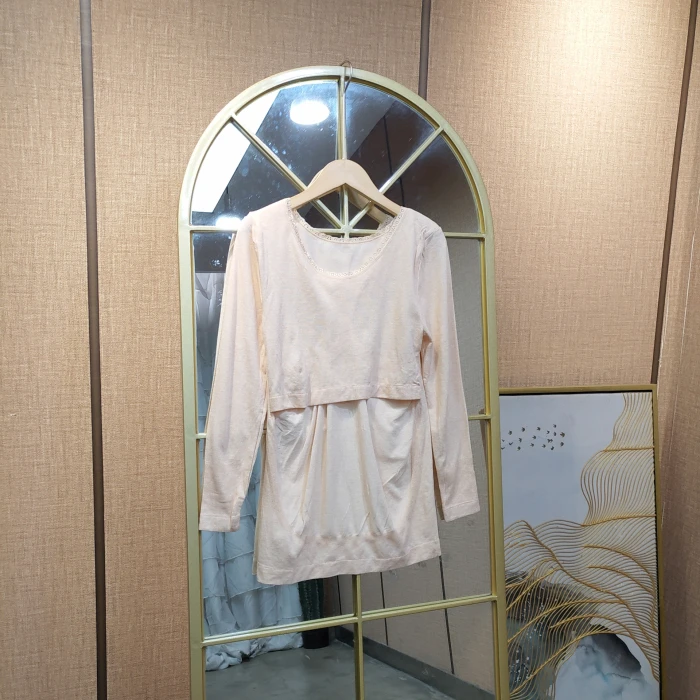 EK136孕妇杏色秋上衣90-150