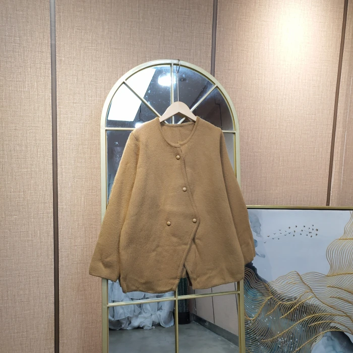 AD443孕妇咖色毛衣开衫100-140